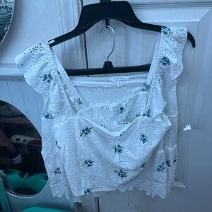 Marshalls White Mini Skirt and Tank Top Set with Blue Floral Accents